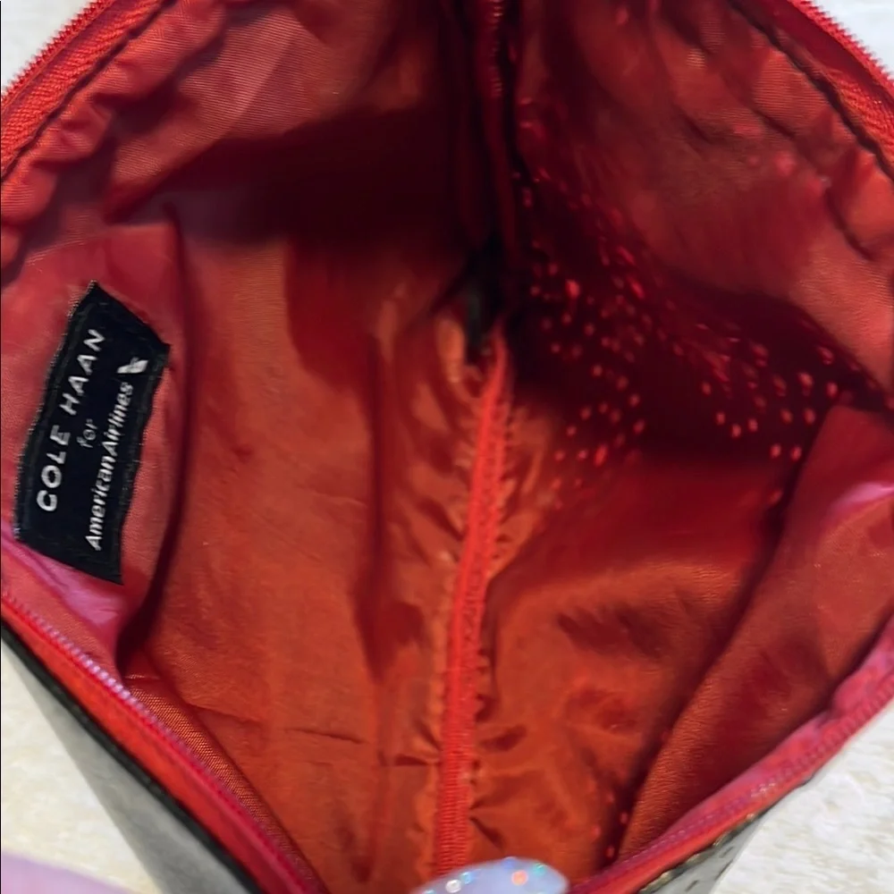 🖤 Cole Haan for American Airlines Black & Red Cosmetic Bag Travel Pouch ✈️